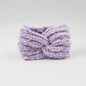 Handmade Hand Knit Lilac Purple English Rib Ear Warmer Headband with a Twist